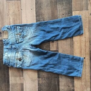 True Religion Geno Single End Faded Distressed Blue Jeans Sz 2 Toddler